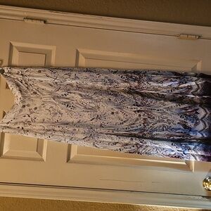 White House Black Market Purple and White Patterned Dress